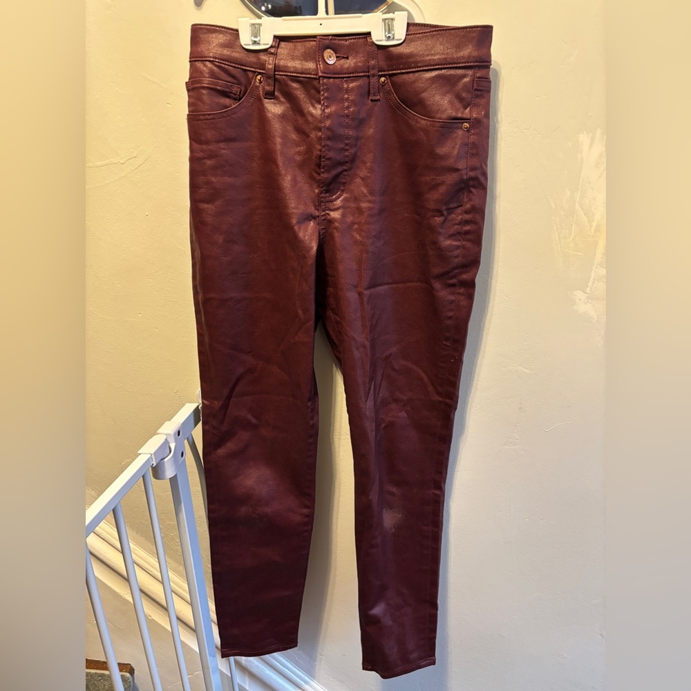 Express Coated High Waist Ankle Skinny Jean maroon